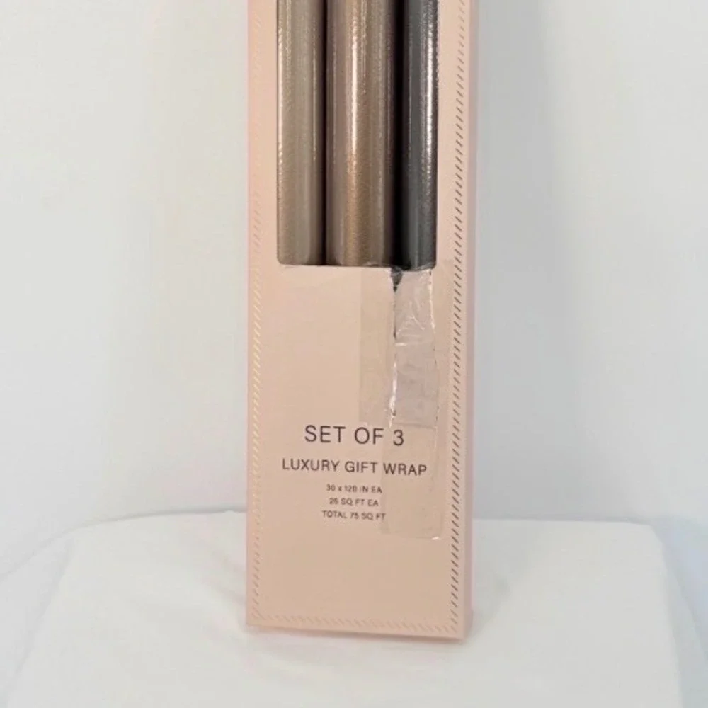 Atelier Luxury Gift Wrap Set of 3 Metallic Textured Paper Rolls 75 SqFt 109-01